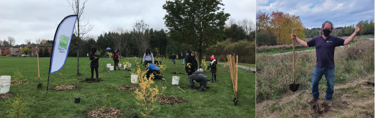 a group of people at a tree planting event